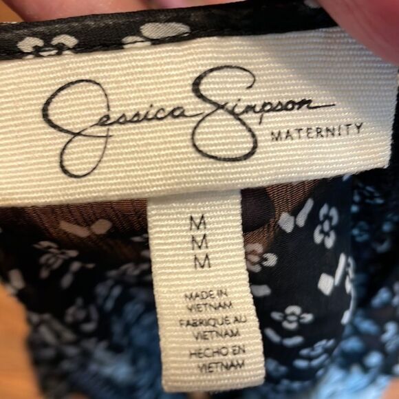 MATERNITY Semi Sheer Top, black and white, flowy, boho, Jessica Simpson, Medium - Picture 4 of 9